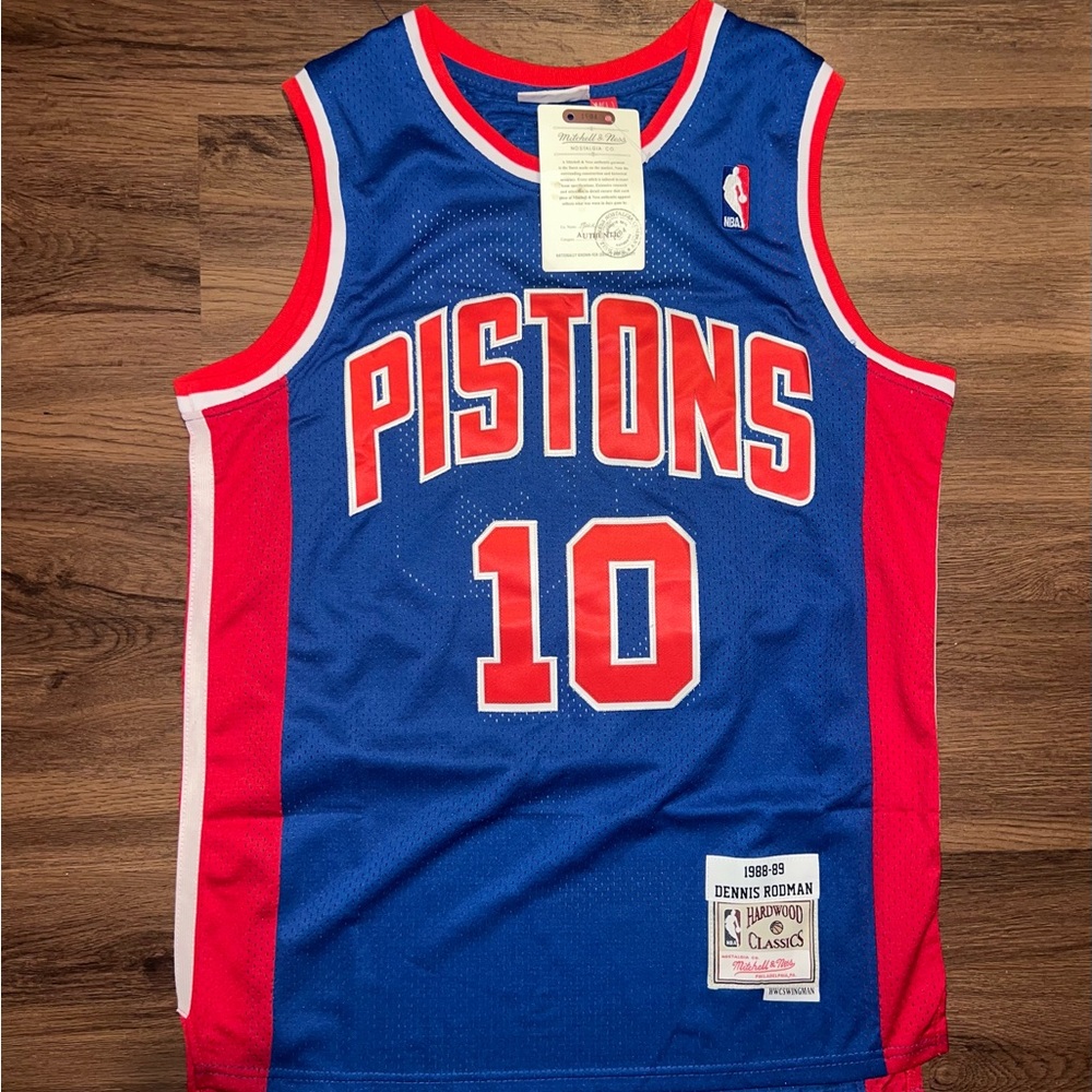 Mitchell & Ness Blue Dennis Rodman Detroit Pistons Jersey NWT
